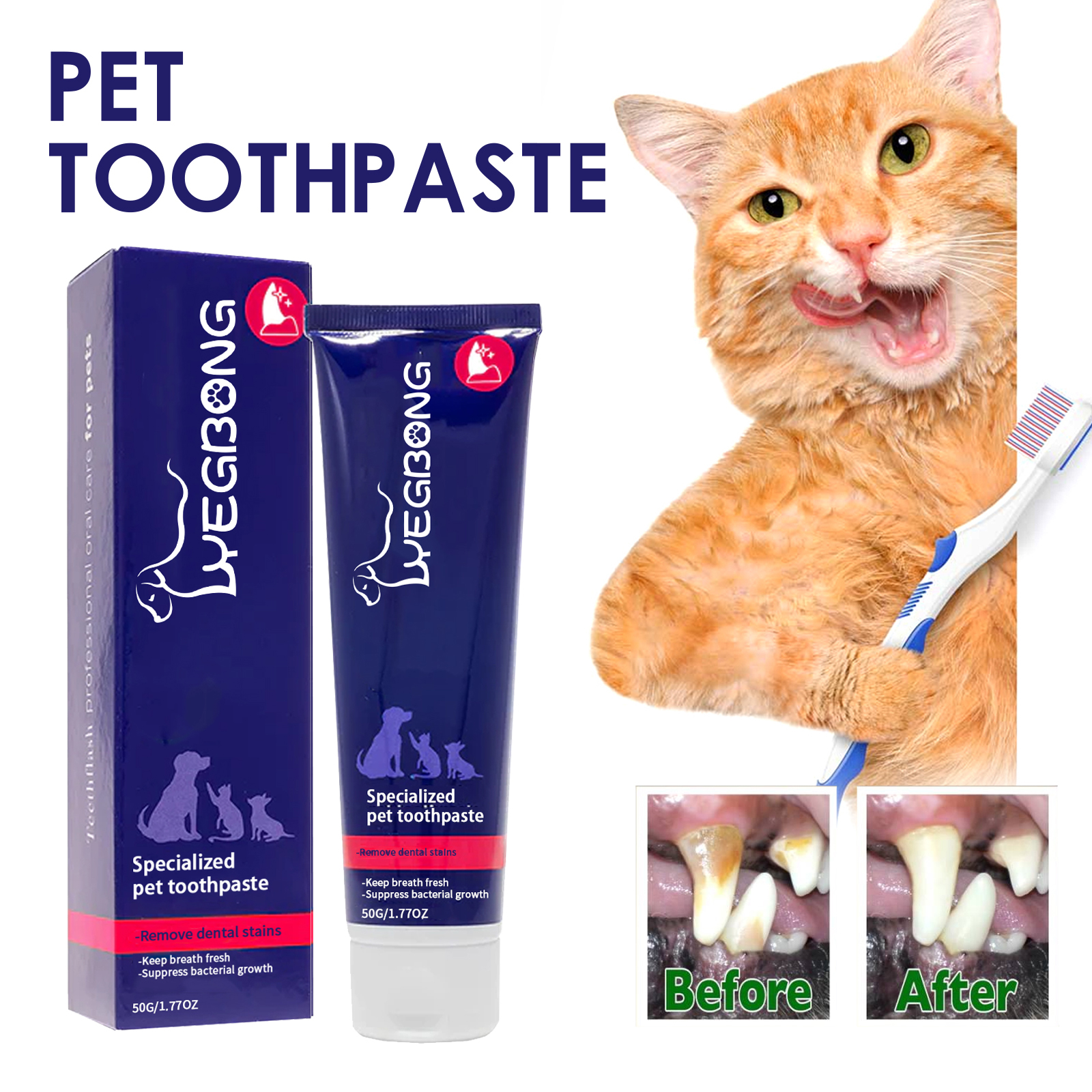 Teeth Whitening Toothpaste - Pet Toothpaste Reduce Tartar Remove Dental