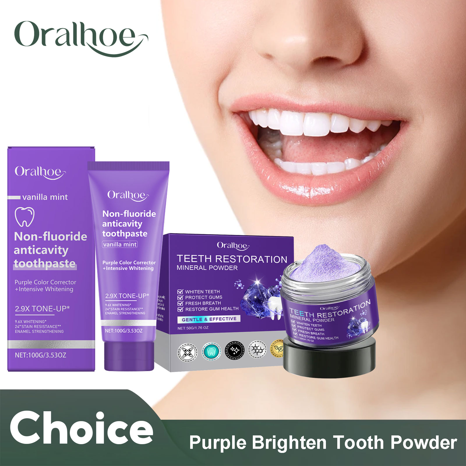 Teeth Whitening Toothpaste - Teeth Restoration Mineral Powder Teeth Whitening